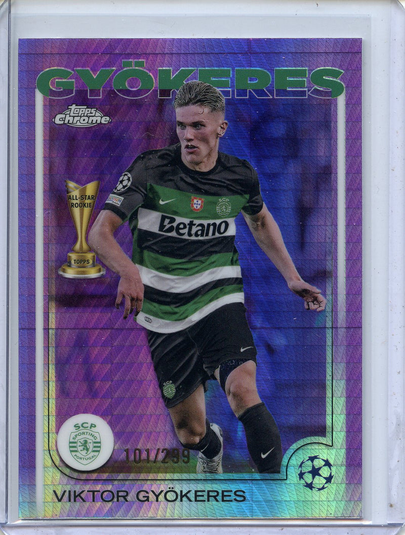 2024-25 Topps Chrome UEFA Club Comps Viktor Gyokeres Violet Prism 101/299