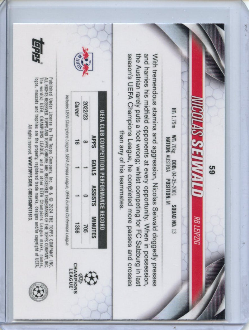 2023-24 Topps Chrome UEFA Nicolas Seiwald Aqua Prism Refractor