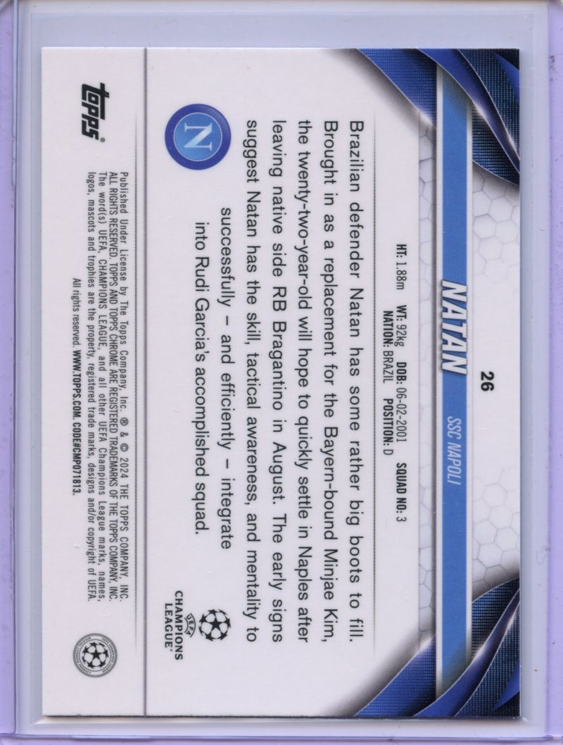 2023-24 Topps Chrome UEFA Natan Shimmer Blue Refractor 35/150