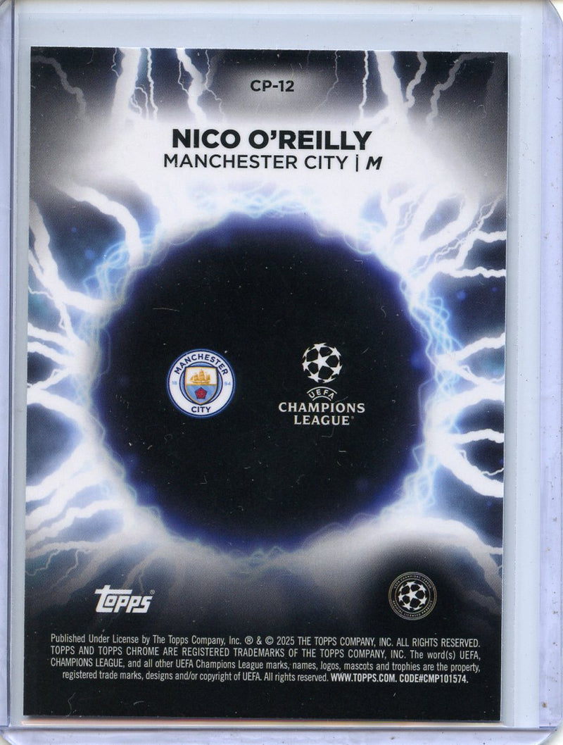 2024-25 Topps Chrome UEFA Club Comps Nico O’Reilly Circle of Power High Voltage