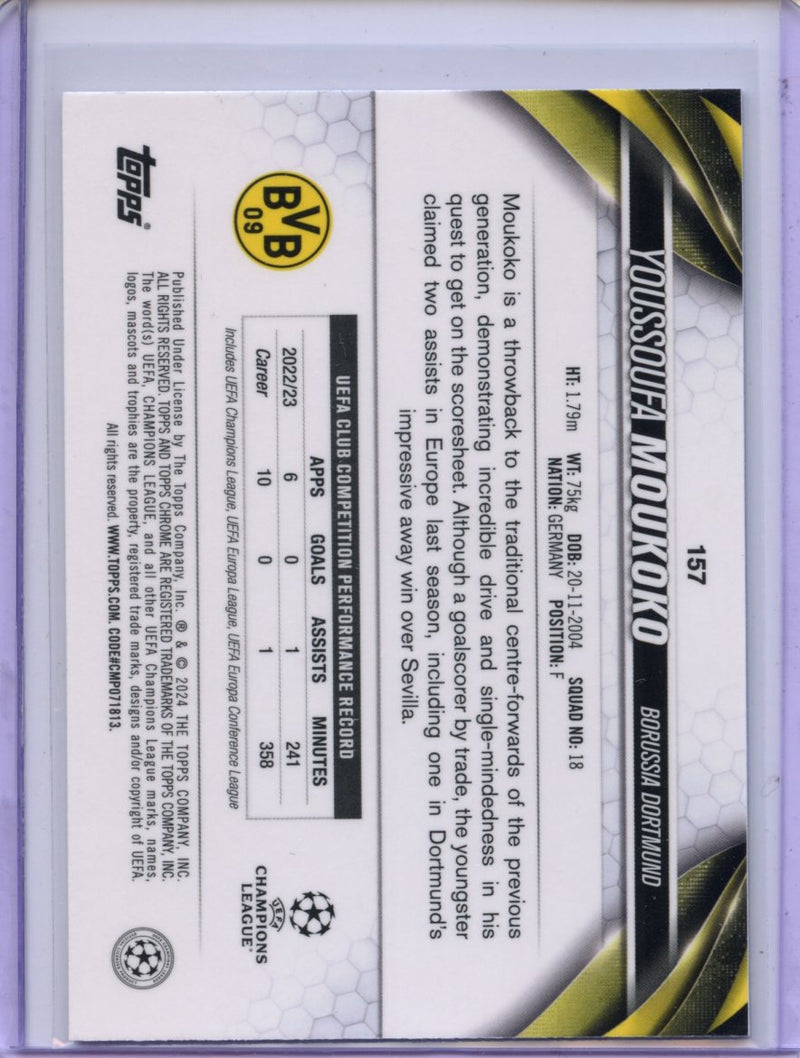 2023-24 Topps Chrome UEFA Youssoufa Moukoko Shimmer Blue Refractor 96/150