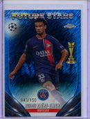 2023-24 Topps Chrome UEFA Warren Zaire-Emery Shimmer Blue Refractor 43/150