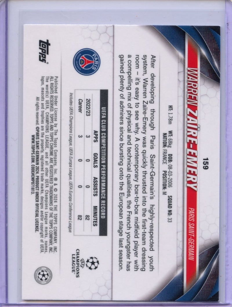 2023-24 Topps Chrome UEFA Warren Zaire-Emery Shimmer Blue Refractor 43/150