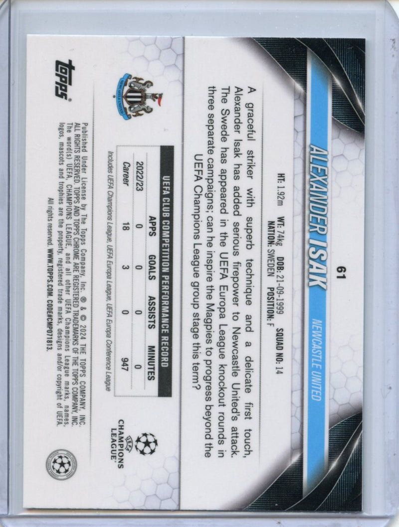2023-24 Topps Chrome UEFA Alexander Isak Aqua Prism Refractor