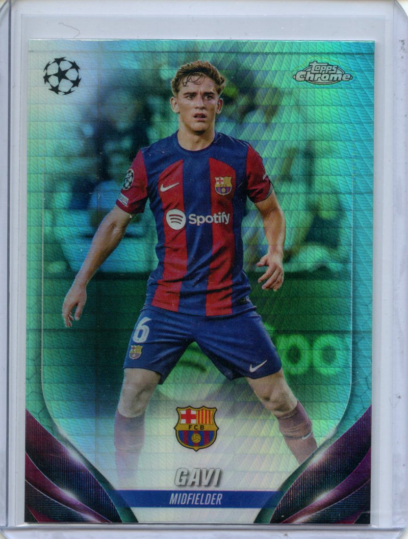 2023-24 Topps Chrome UEFA Gavi Aqua Prism Refractor