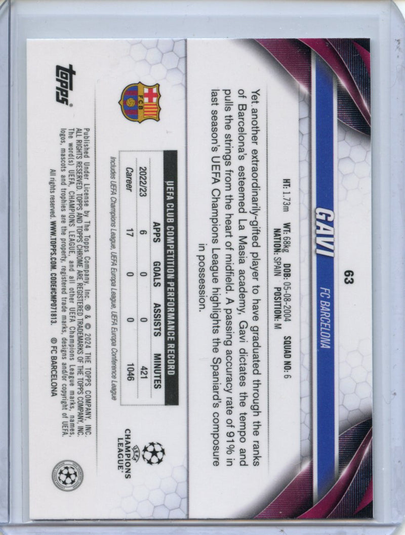 2023-24 Topps Chrome UEFA Gavi Aqua Prism Refractor