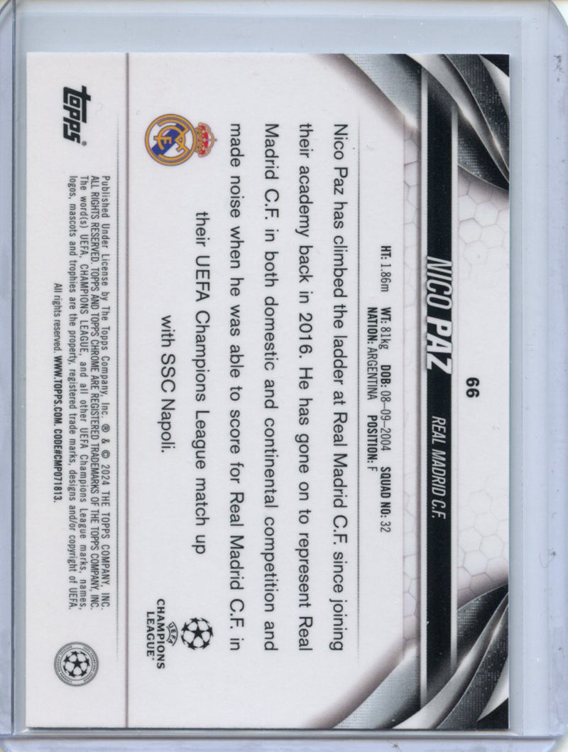 2023-24 Topps Chrome UEFA Nico Paz Aqua Prism Refractor