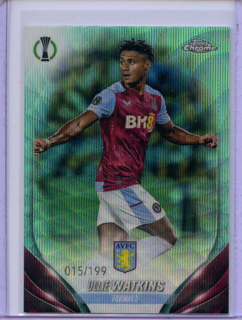 2023-24 Topps Chrome UEFA Ollie Watkins Aqua Wave Refractor 15/199