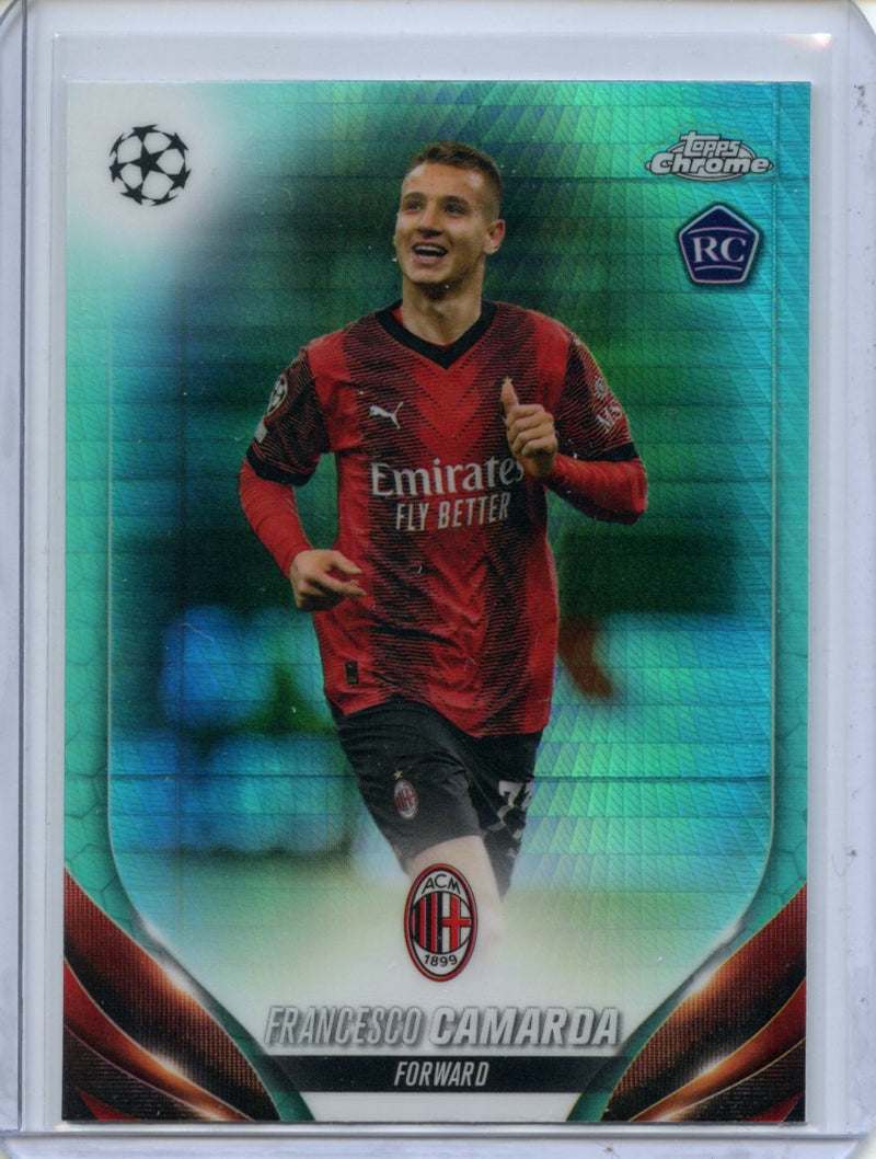 2023-24 Topps Chrome UEFA Francesco Camarda Aqua Prism Refractor