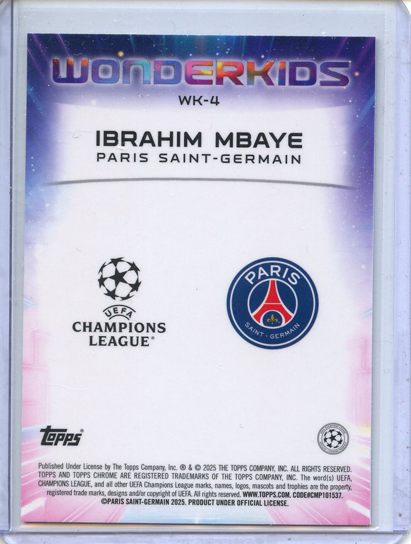 2024-25 Topps Chrome UEFA Club Comps Ibrahim Mbaye Wonderkids WK-4