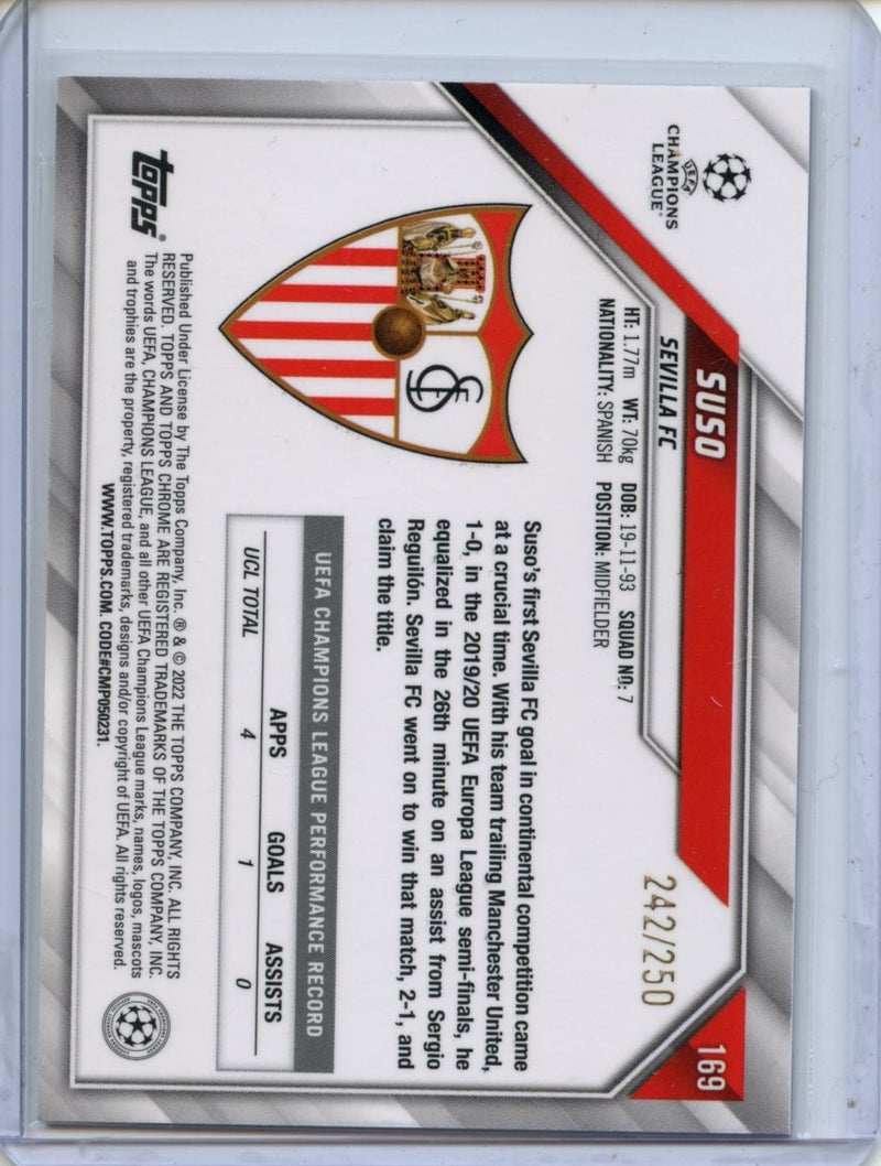2021-22 Topps Chrome UEFA CL Suso Purple Mini-Diamonds 242/250