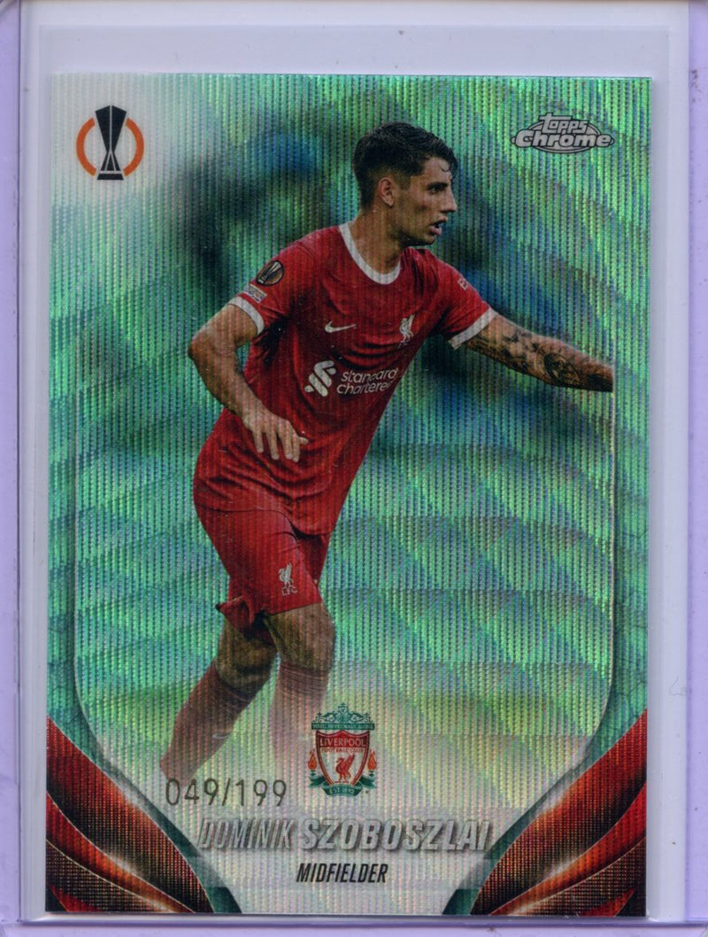 2023-24 Topps Chrome UEFA Dominik Szoboszlai Aqua Wave Refractor 49/199