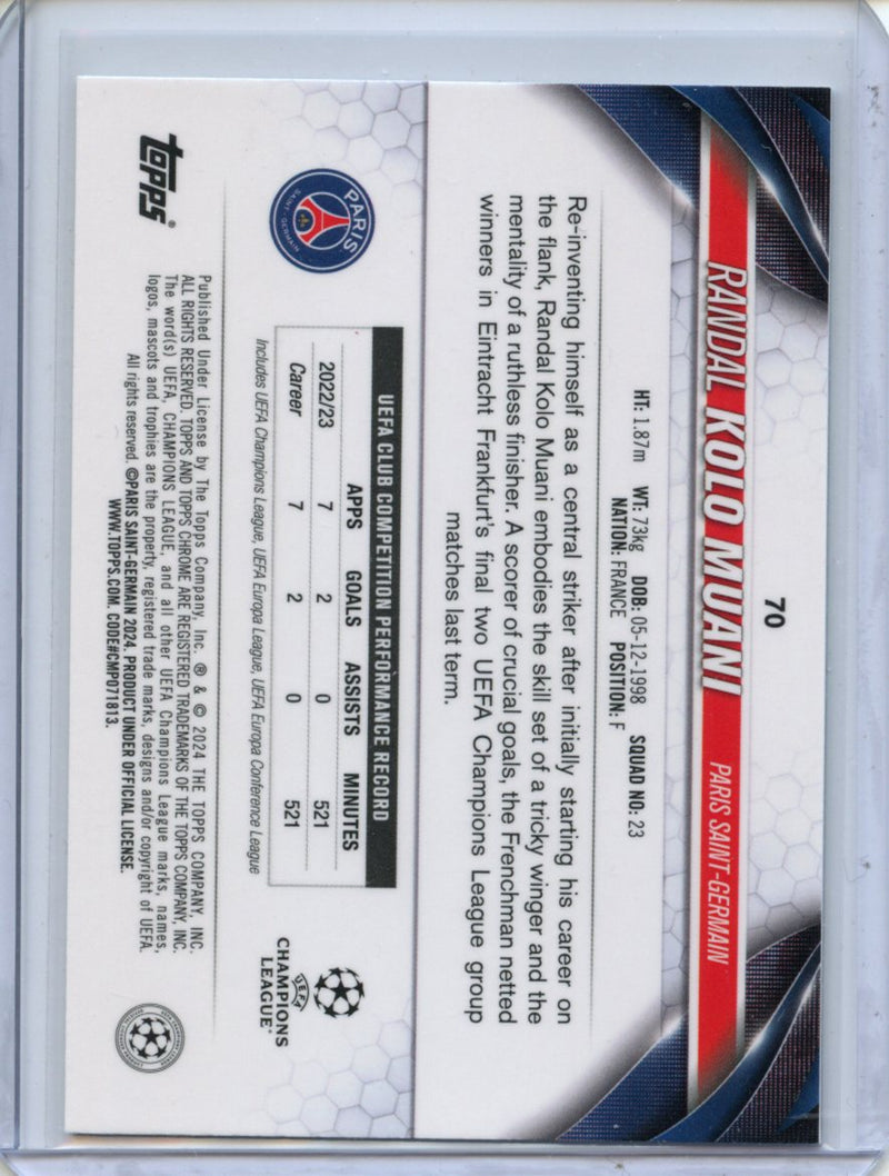 2023-24 Topps Chrome UEFA Randal Kolo Muani Aqua Prism Refractor