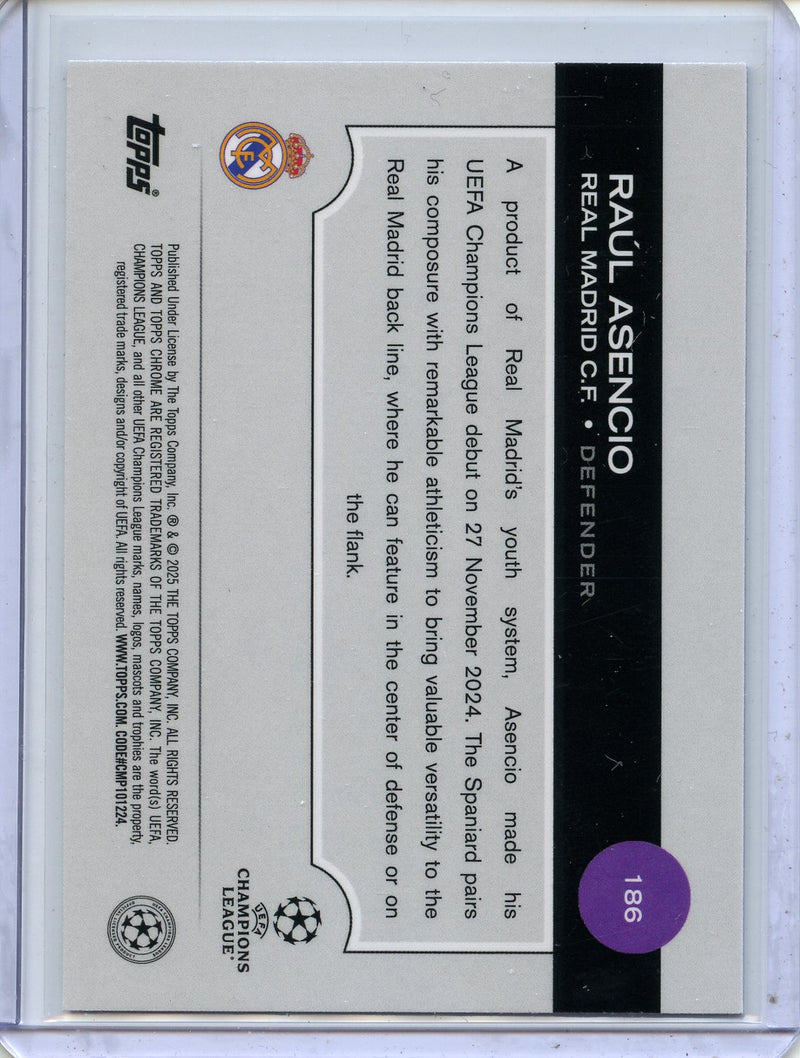 2024-25 Topps Chrome UEFA Club Comps Raul Asencio Violet Prism 279/299
