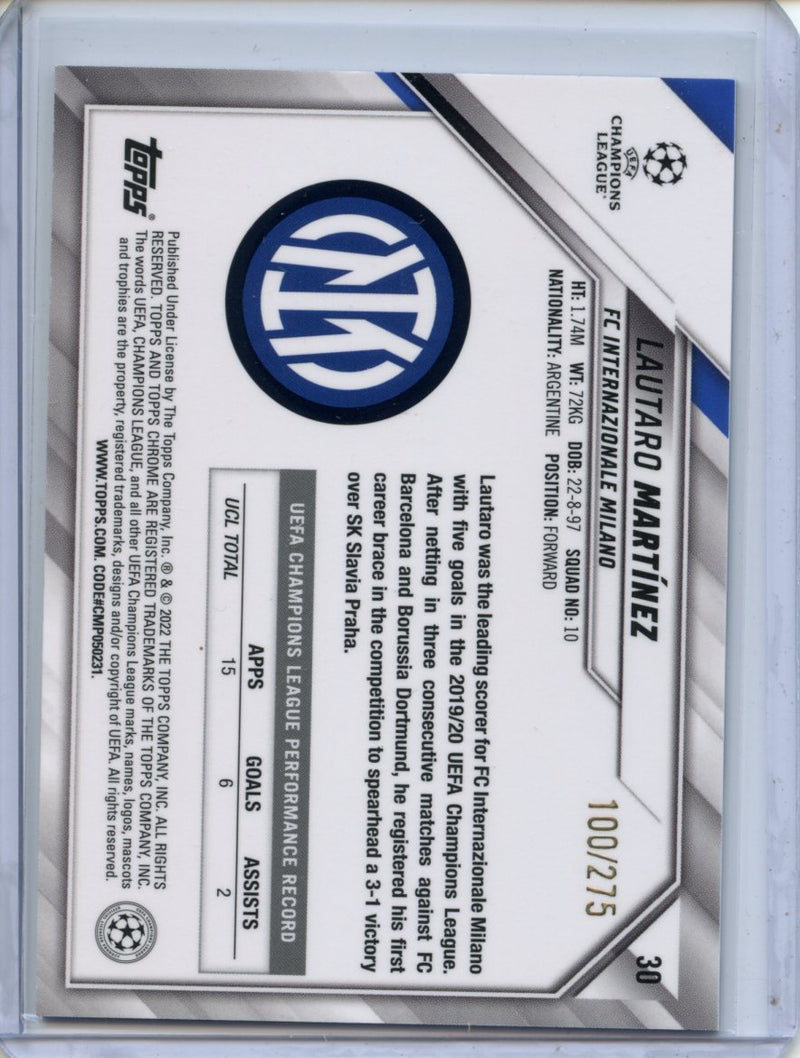 2021-22 Topps Chrome UEFA CL Lautaro Martinez Silver Mini-Diamonds 100/275