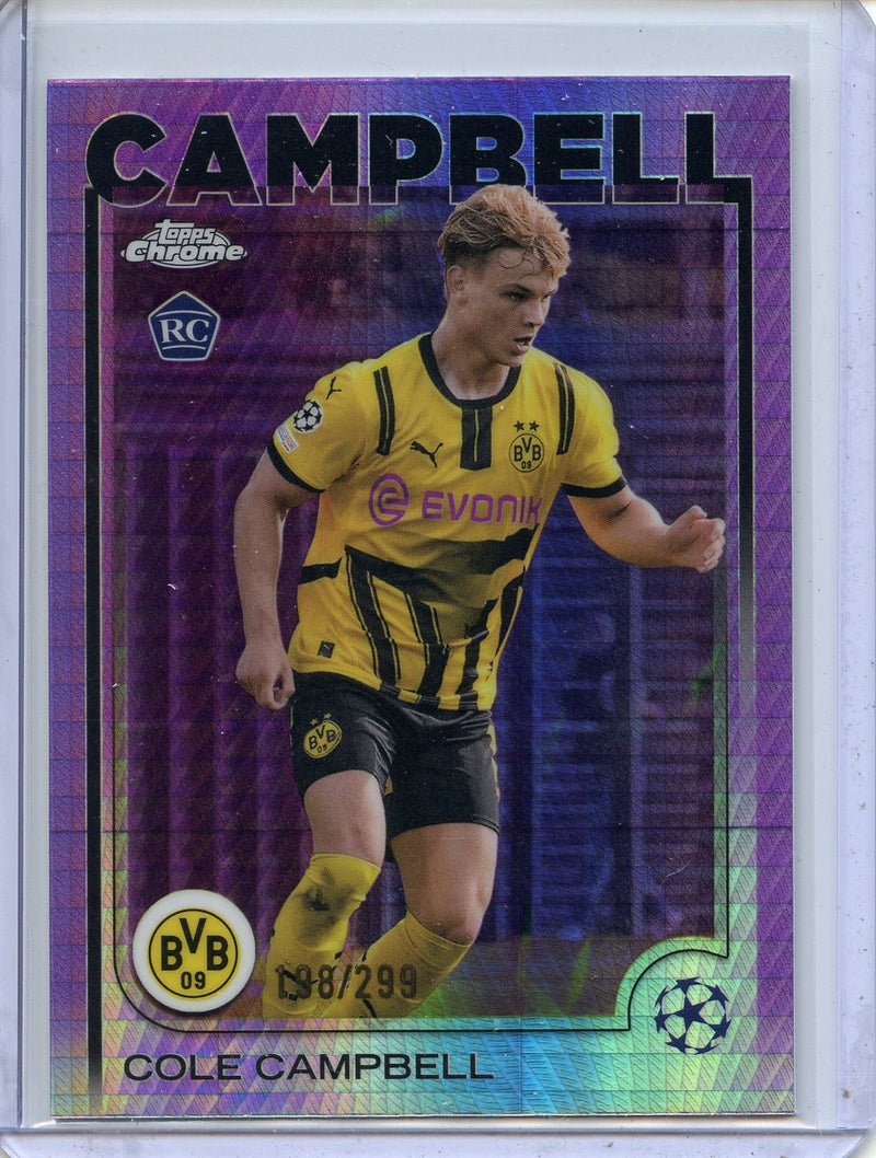 2024-25 Topps Chrome UEFA Club Comps Cole Campbell Violet Prism 198/299