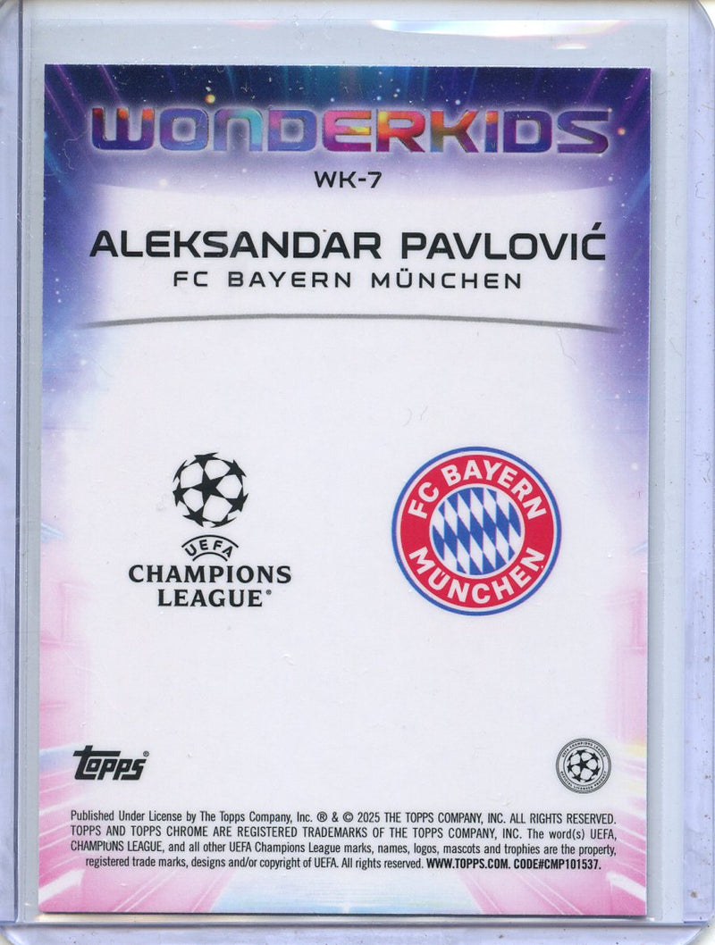 2024-25 Topps Chrome UEFA Club Comps Aleksandar Pavlovic Wonderkids WK-7