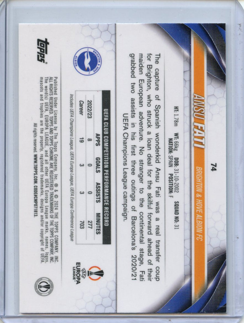 2023-24 Topps Chrome UEFA Ansu Fati Aqua Prism Refractor