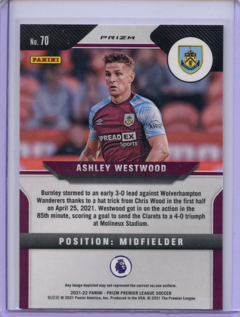 2021-22 Panini Prizm Premier League Ashley Westwood Silver Prizm