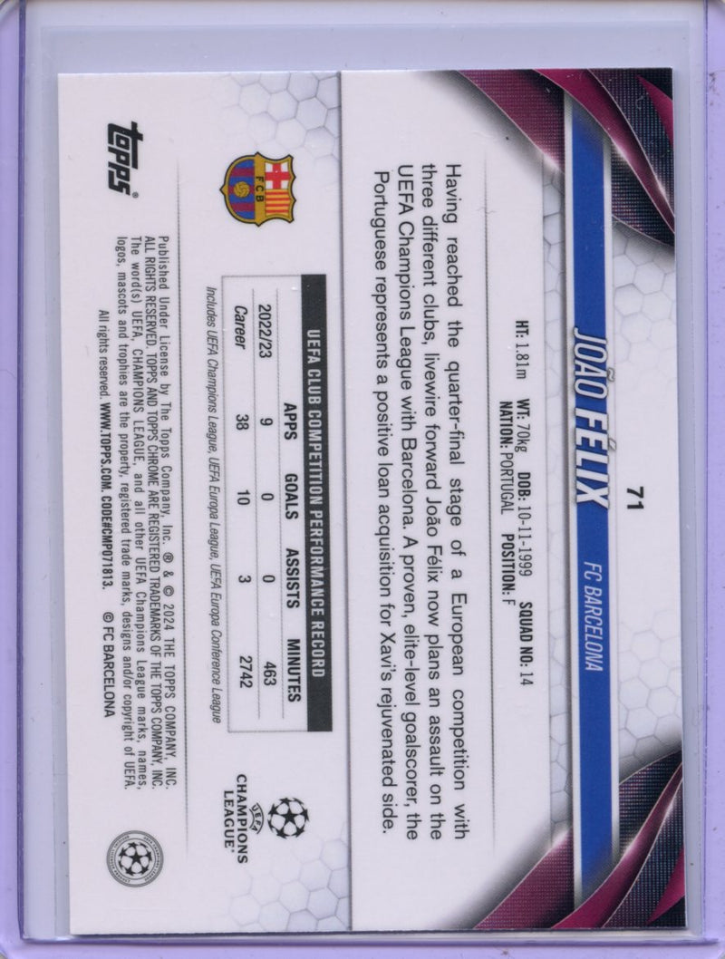 2023-24 Topps Chrome UEFA Joao Felix Night Vision Ray Wave Refractor 91/225