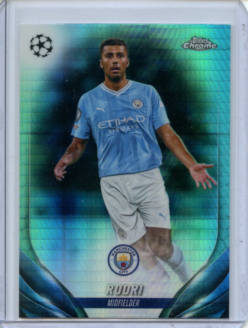 2023-24 Topps Chrome UEFA Rodri Aqua Prism Refractor