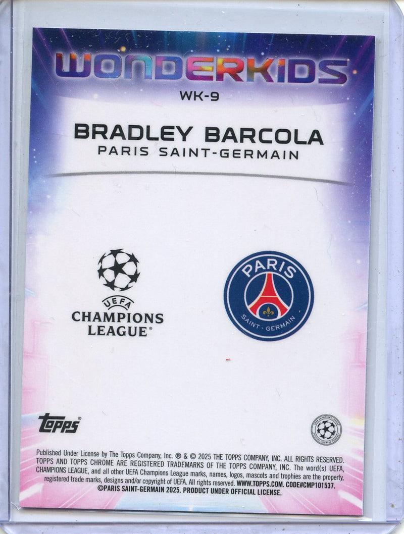 2024-25 Topps Chrome UEFA Club Comps Bradley Barcola Wonderkids WK-9