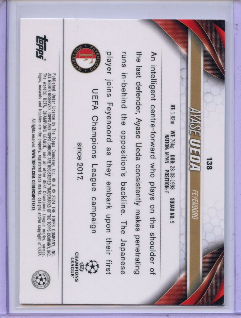 2023-24 Topps Chrome UEFA Ayase Ueda Night Vision Ray Wave Refractor 2/225