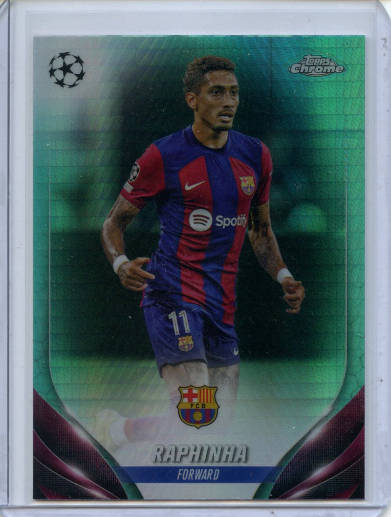2023-24 Topps Chrome UEFA Raphinha Aqua Prism Refractor