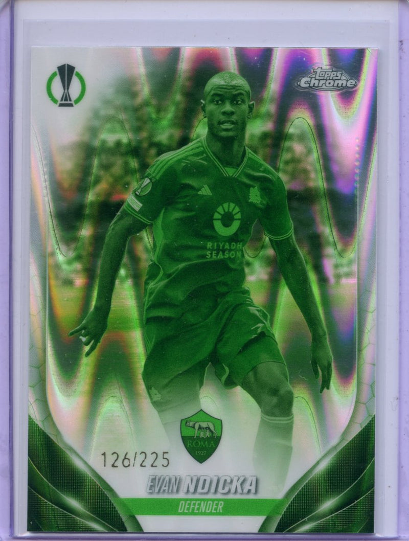 2023-24 Topps Chrome UEFA Evan Ndicka Night Vision Ray Wave Refractor 126/225