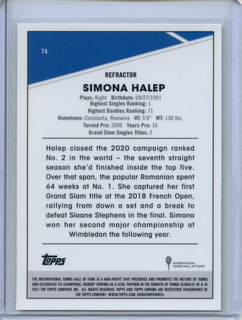 2021 Topps Chrome Tennis Simona Halep Refractor