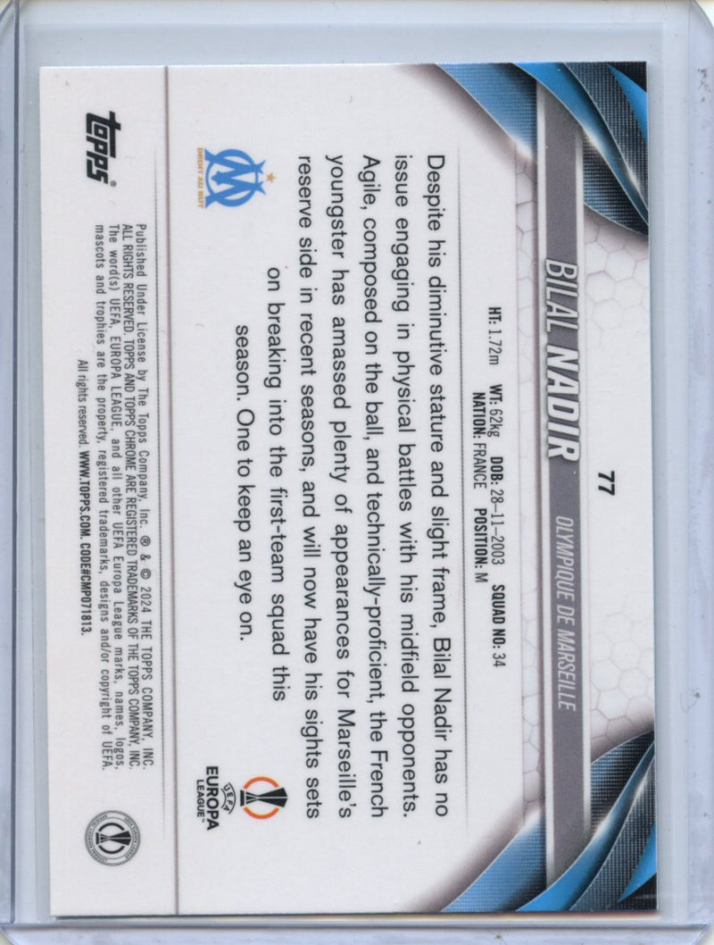 2023-24 Topps Chrome UEFA Bilal Nadir Aqua Prism Refractor