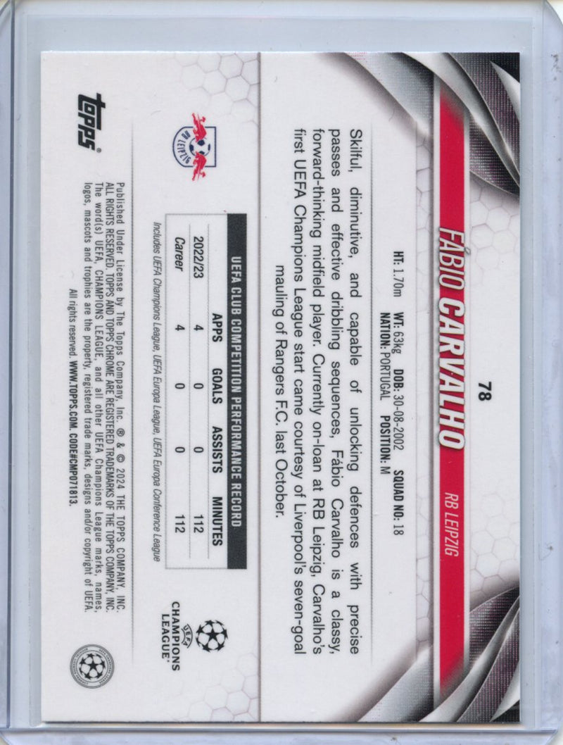 2023-24 Topps Chrome UEFA Fabio Carvalho Aqua Prism Refractor