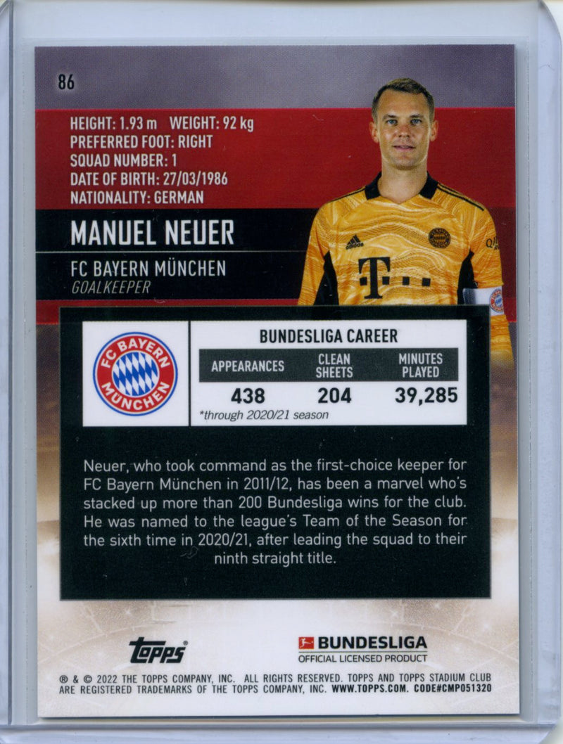 2021-22 Topps Bundesliga Stadium Club Chrome Manuel Neuer