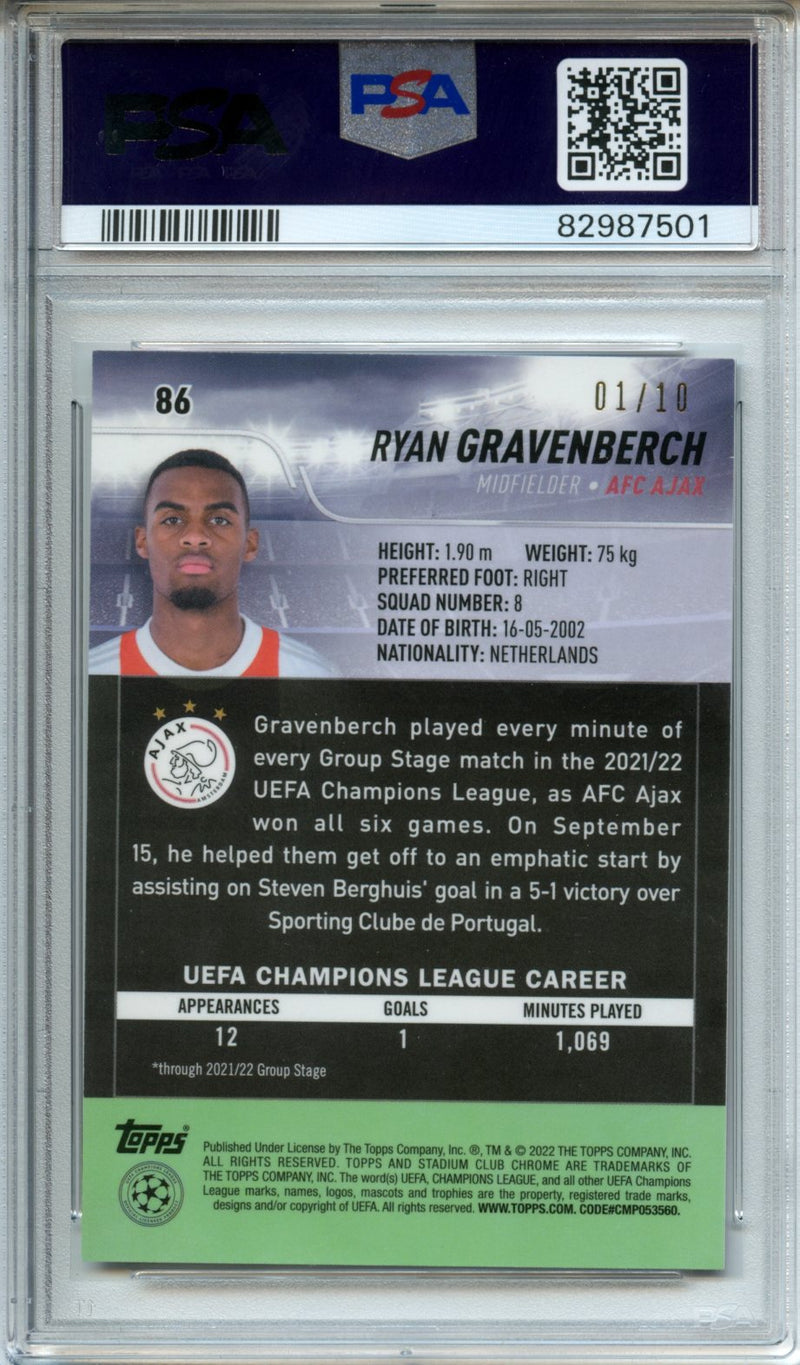 2021-22 Topps Stadium Club UEFA Champions League Ryan Gravenberch Orange/Blue Electric Charge Refractor 1/10