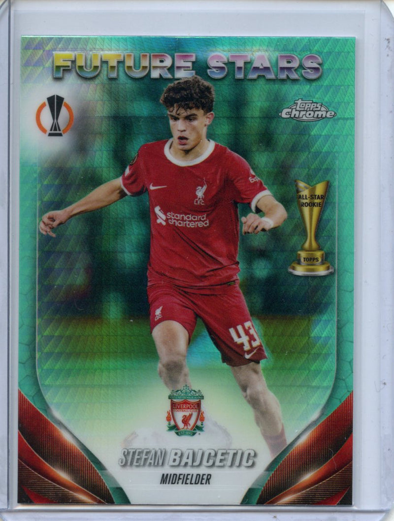 2023-24 Topps Chrome UEFA Stefan Bajcetic Aqua Prism Refractor