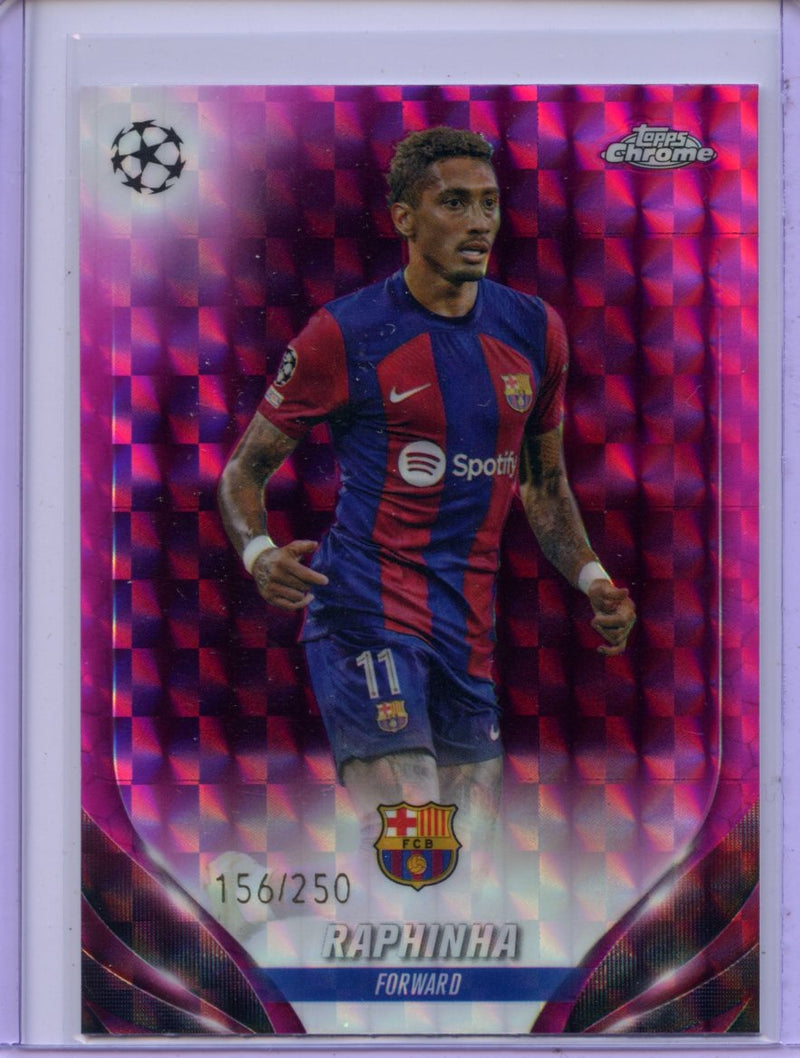 2023-24 Topps Chrome UEFA Raphinha Pink Geometric Refractor 156/250