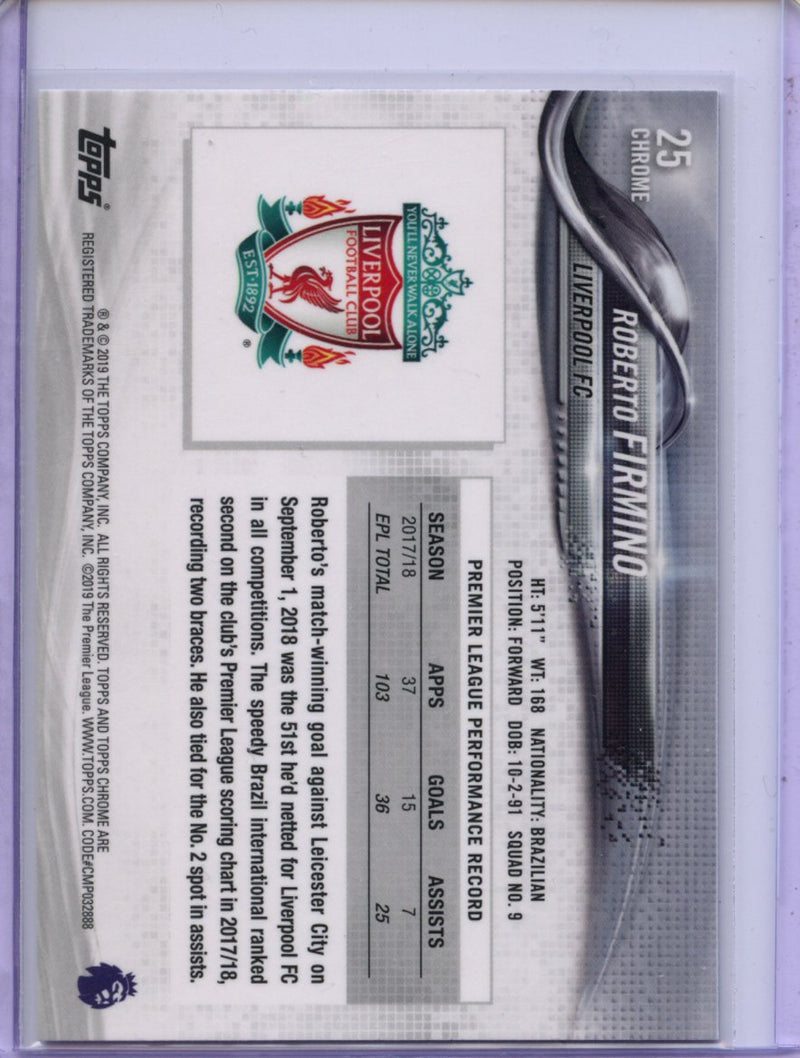 2018-19 Topps Chrome Premier League Roberto Firmino