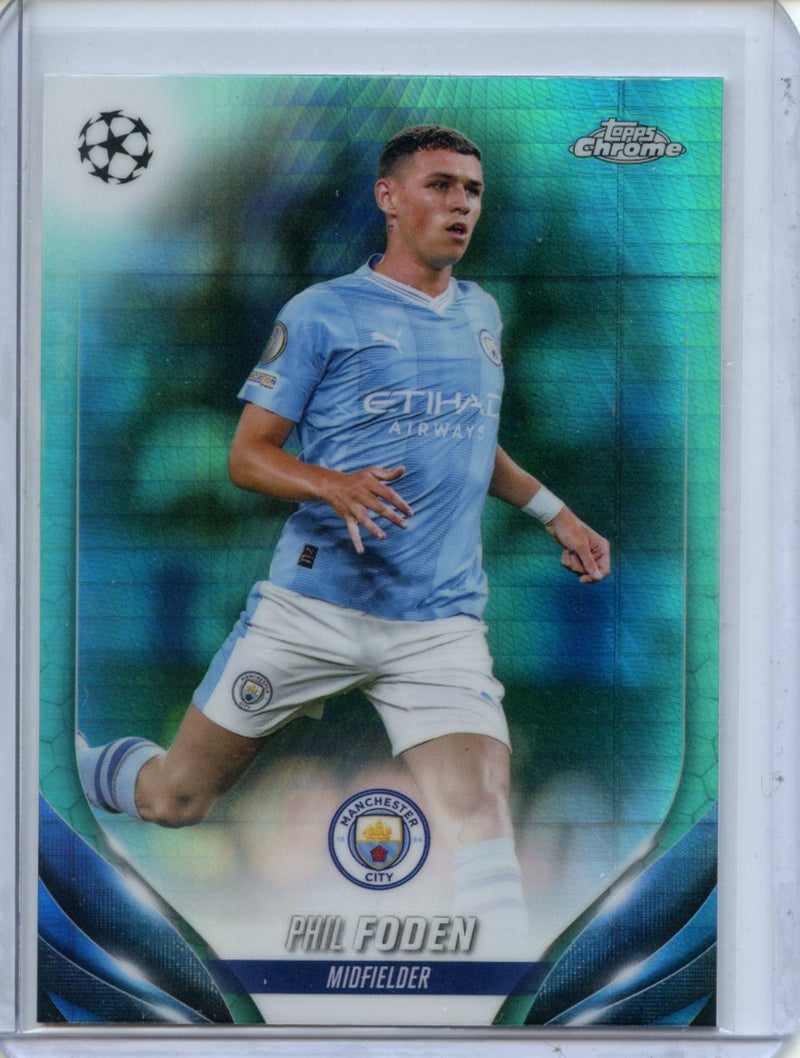 2023-24 Topps Chrome UEFA Phil Foden Aqua Prism Refractor