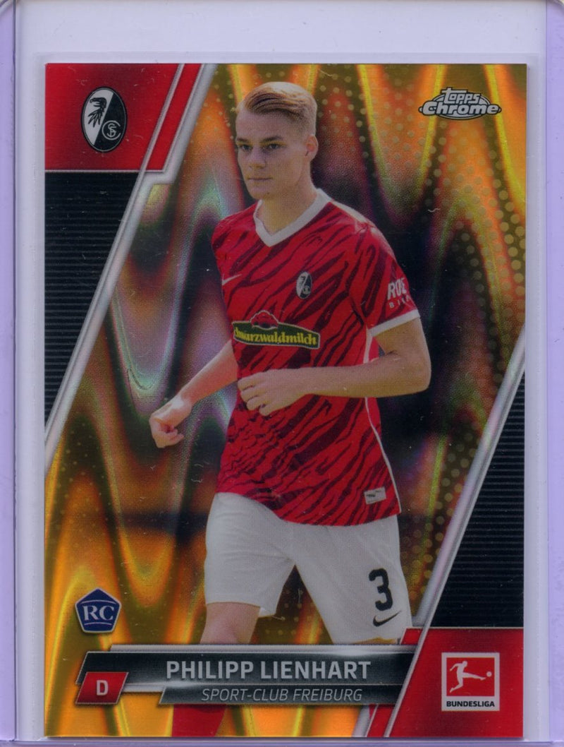 2021-22 Topps Chrome Bundesliga Soccer Phillip Lienhart Gold RayWave