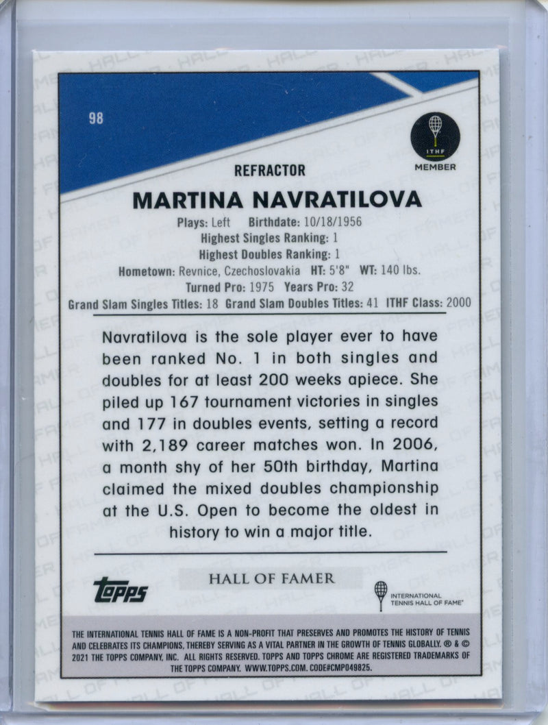2021 Topps Chrome Tennis Martina Navratilova Refractor