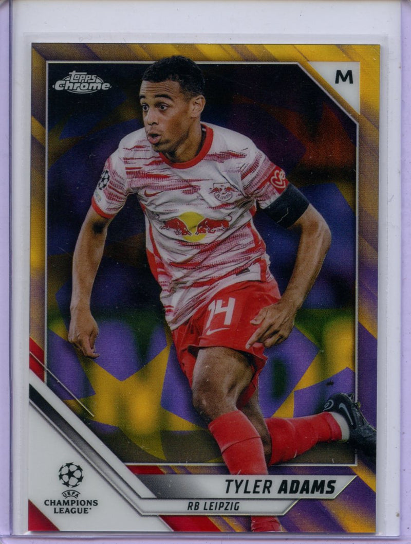 2021-22 Topps Chrome UEFA CL Tyler Adams Purple & Gold Starball