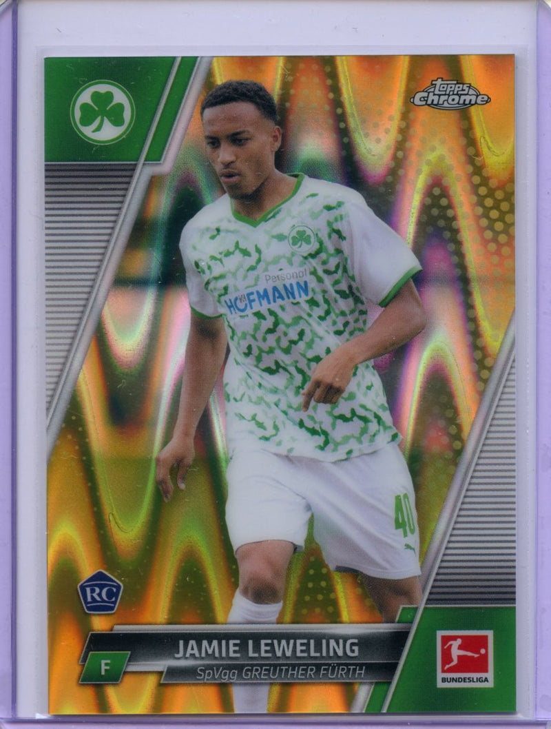 2021-22 Topps Chrome Bundesliga Soccer Jamie Leweling Gold RayWave