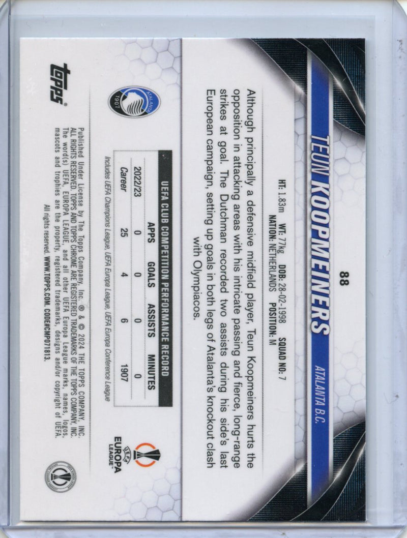 2023-24 Topps Chrome UEFA Teun Koopmeiners Aqua Prism Refractor