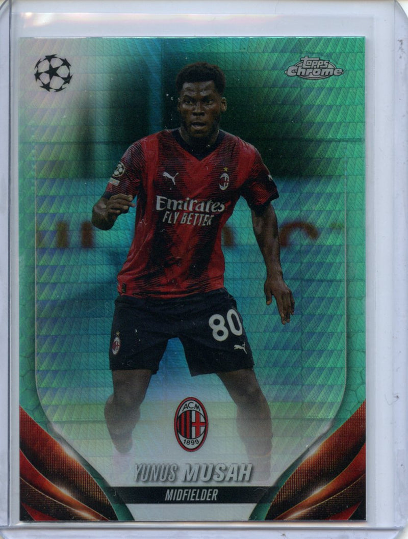 2023-24 Topps Chrome UEFA Yunus Musah Aqua Prism Refractor
