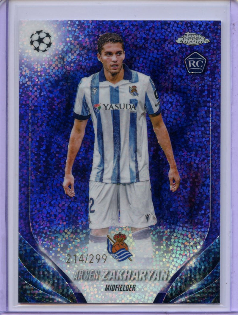 2023-24 Topps Chrome UEFA Arsen Zakharyan Violet Speckle Refractors 214/299