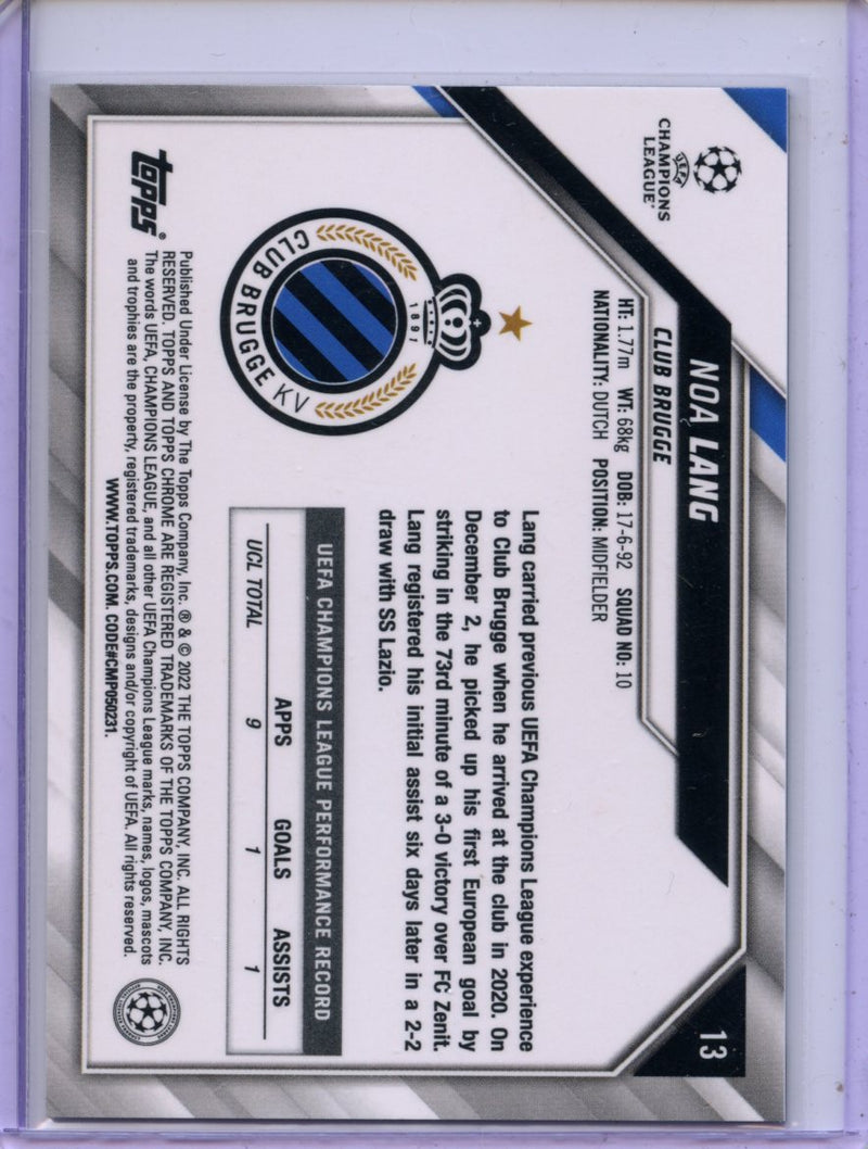 2021-22 Topps Chrome UEFA CL Noa Lang Black & White Ray Wave Refractor