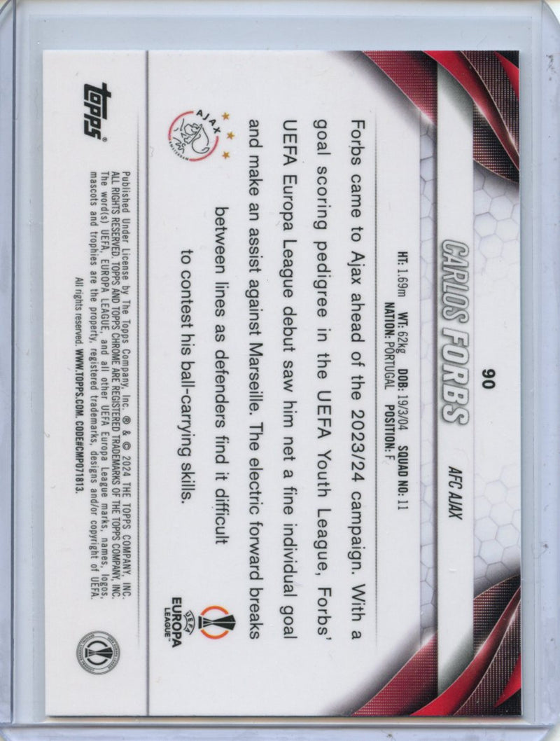 2023-24 Topps Chrome UEFA Carlos Forbs Aqua Prism Refractor