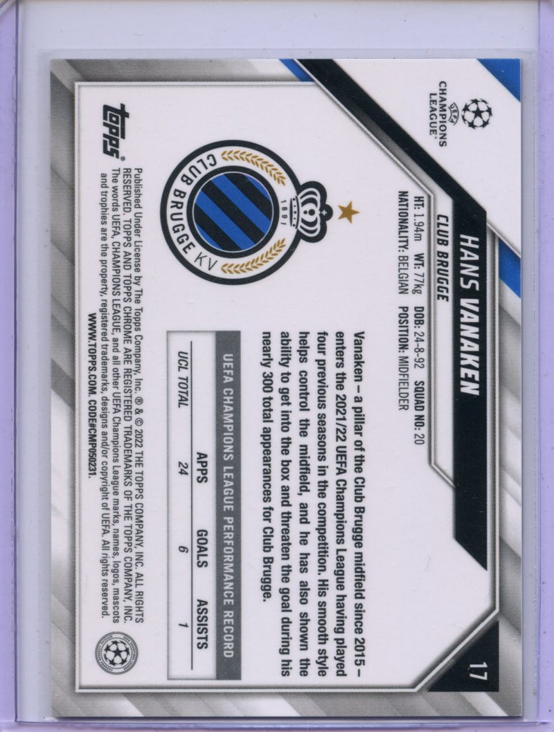 2021-22 Topps Chrome UEFA CL Hans Vanaken Black & White Ray Wave Refractor