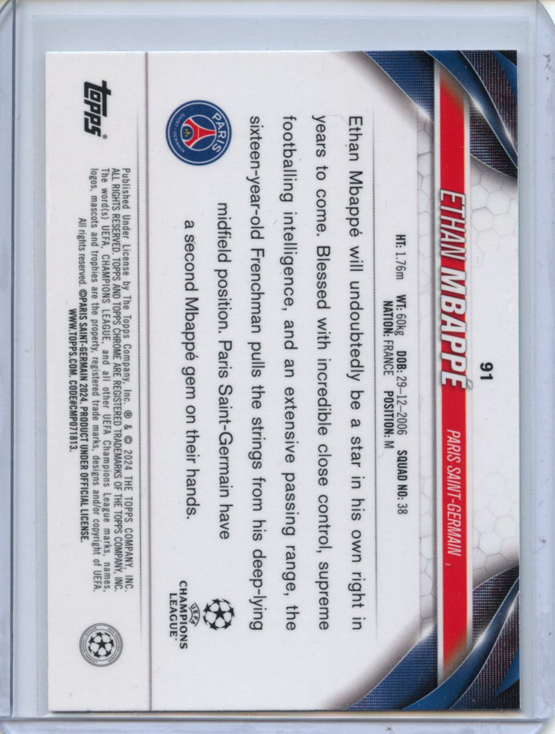 2023-24 Topps Chrome UEFA Ethan Mbappe Aqua Prism Refractor