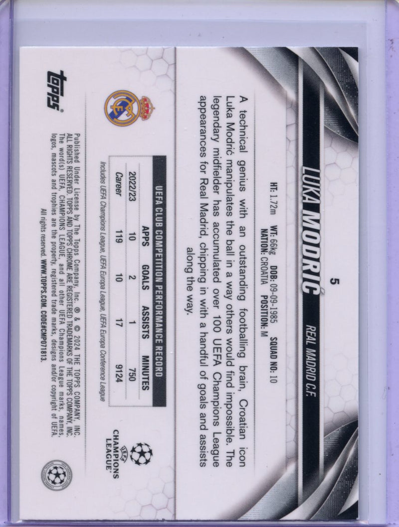 2023-24 Topps Chrome UEFA Luka Modric Neon Green Wave Refractor 393/399